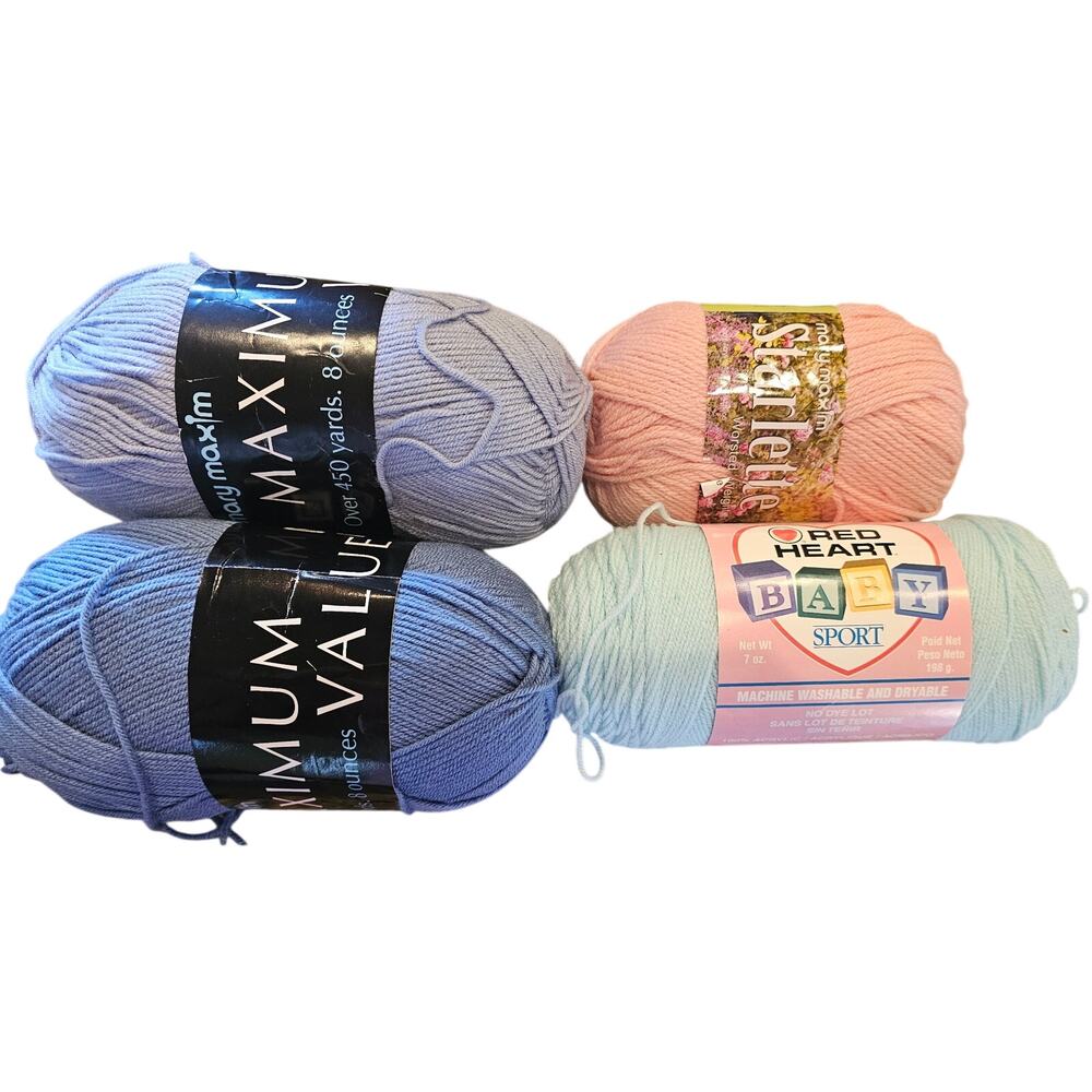 Random lot of 4 different colors of yarn crochet craft pink blue new 2 jumbo